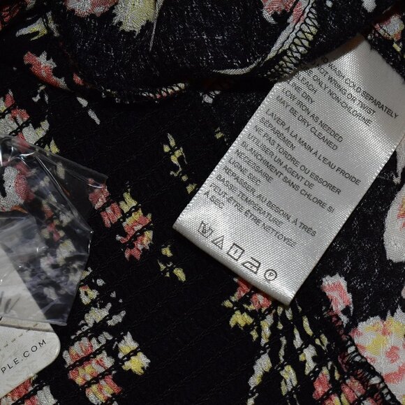 Free People Hilary Print Boho Top Black Floral Size M - Picture 13 of 14